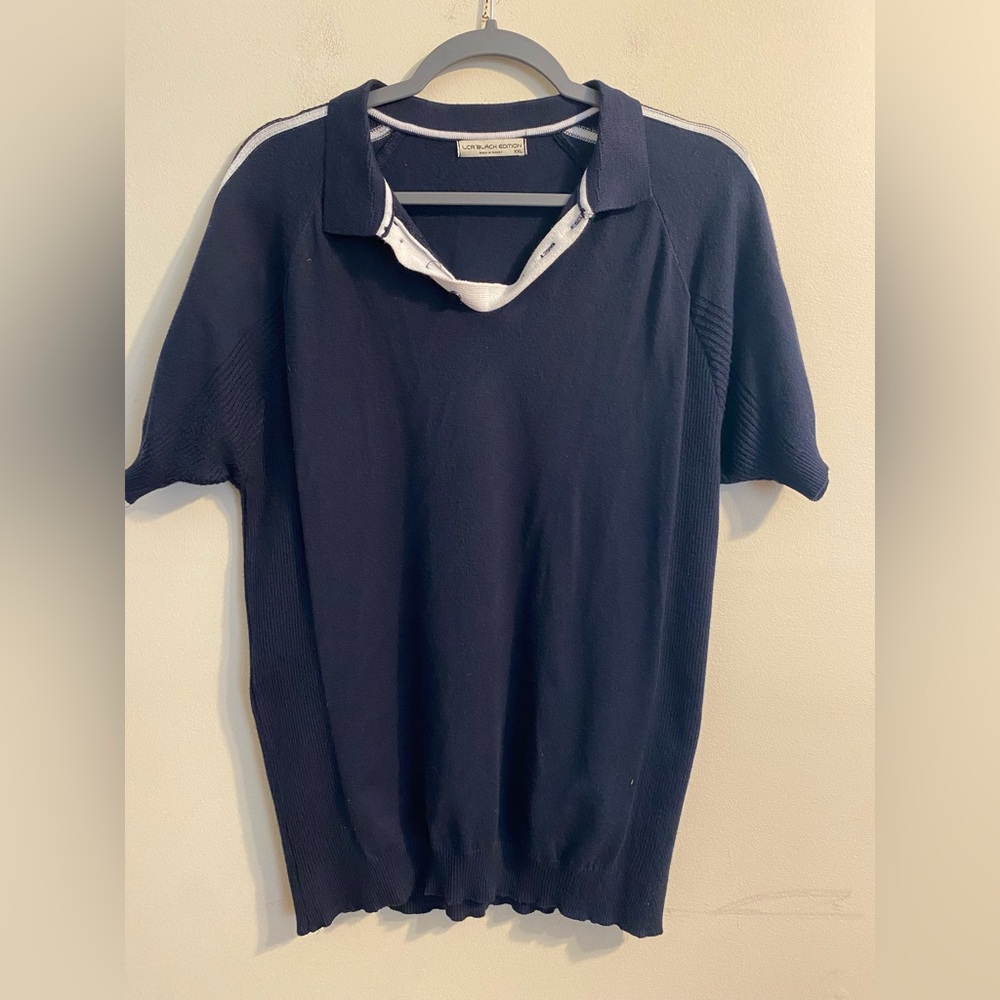 Women's LCR Black Edition Navy Blue Cinched Waist Polo Shirt Size XXL